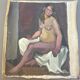Tableau peinture ancienne nu féminin cubiste XXe