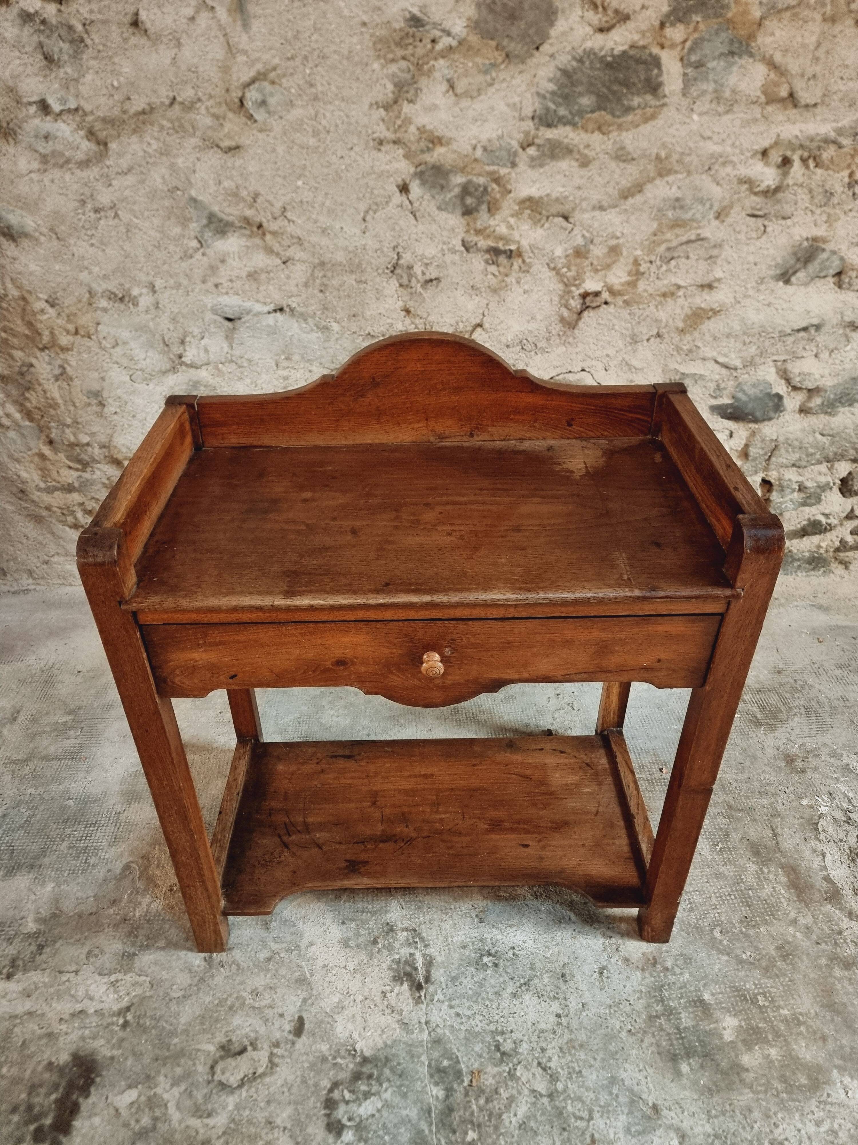 Antique Oak Washbasin Console – 1900-1920