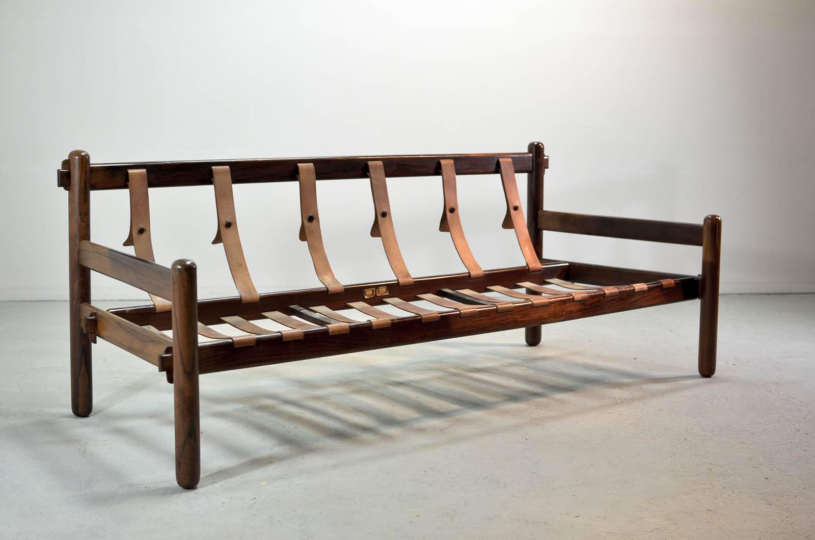 Jean Gillon Brazilian Jacarandá Wooden 3-Seat Sofa for Woodart, Brazil, 60s