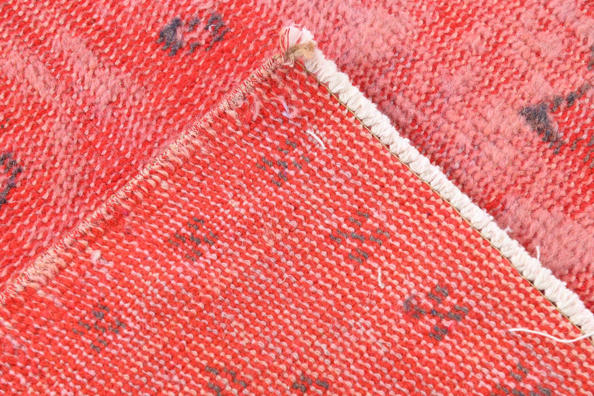 7x11 Vintage Coral Red Handmade Wool Vintage Rug, Living Room Rug,195x319cm