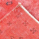 7x11 Vintage Coral Red Handmade Wool Vintage Rug, Living Room Rug,195x319cm