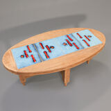 Oak and tile coffee table by Guillerme et Chambron for Votre Maison, 1970s.
