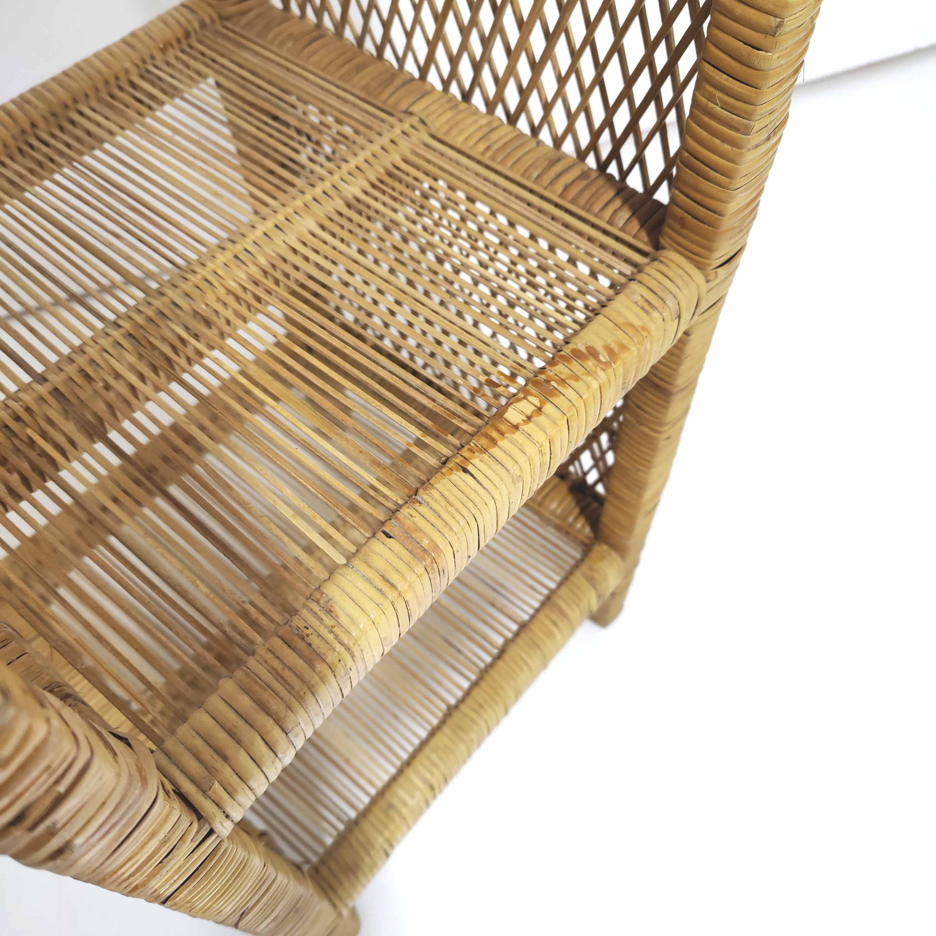 Vintage rattan bedside shelf and bamboo braiding