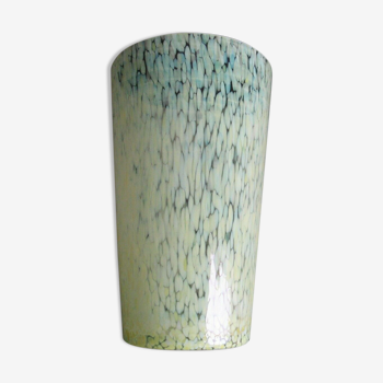 Glass vase or clichy crystal speckled yellow/green