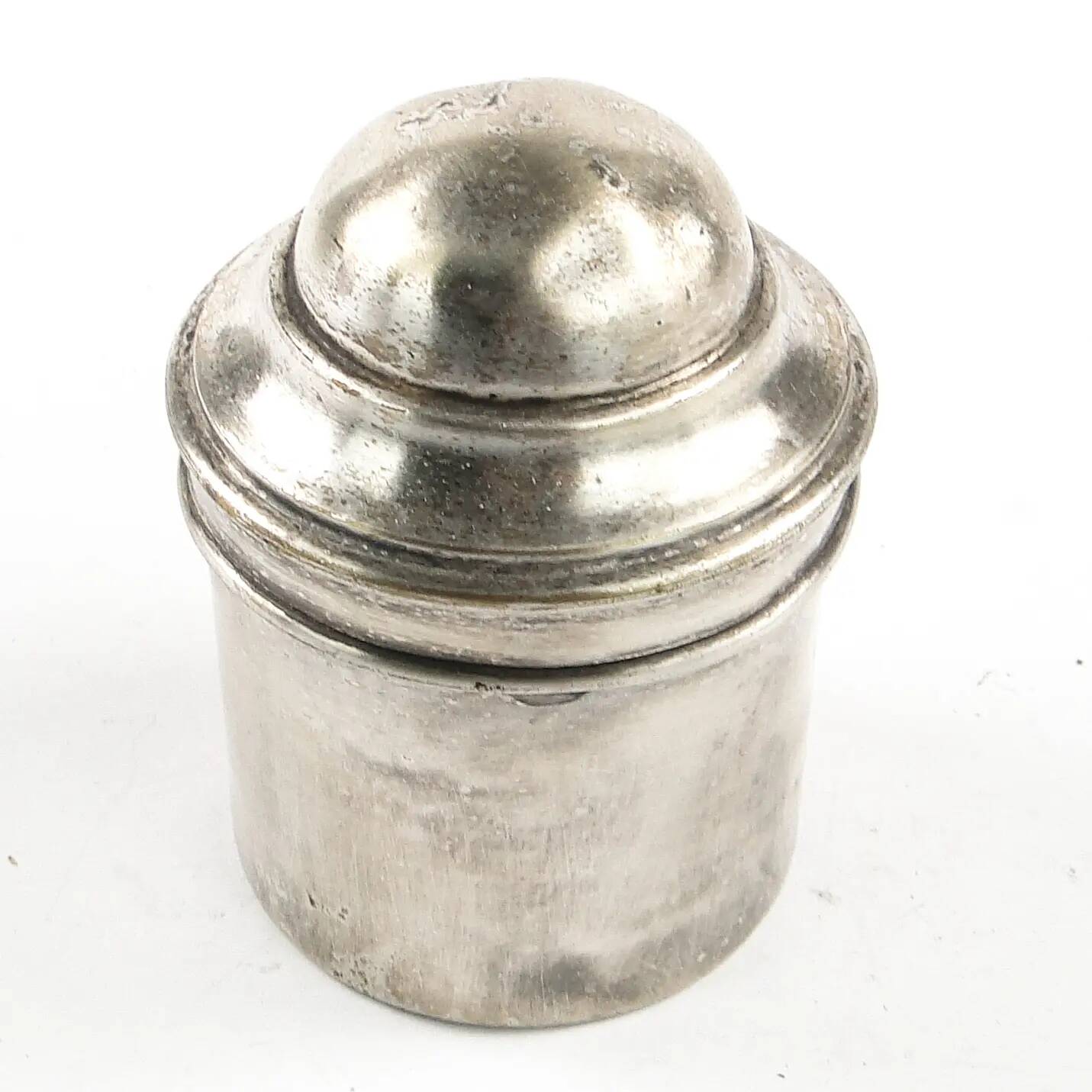 Eclectic pill box, silver-plated brass, Bronowski, Poland, 19th century