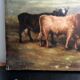 Table Oil on Canvas Cows and Bull grazing Signed FROM HAAS 1886