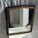 Small antique English rectangular mirror with pediment and oak frame