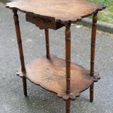 1930s Art Deco solid wood side table with drawer