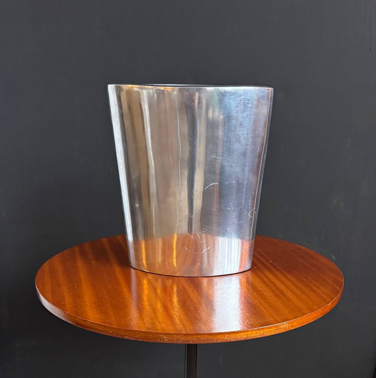Brushed aluminium vase from the 1980s.