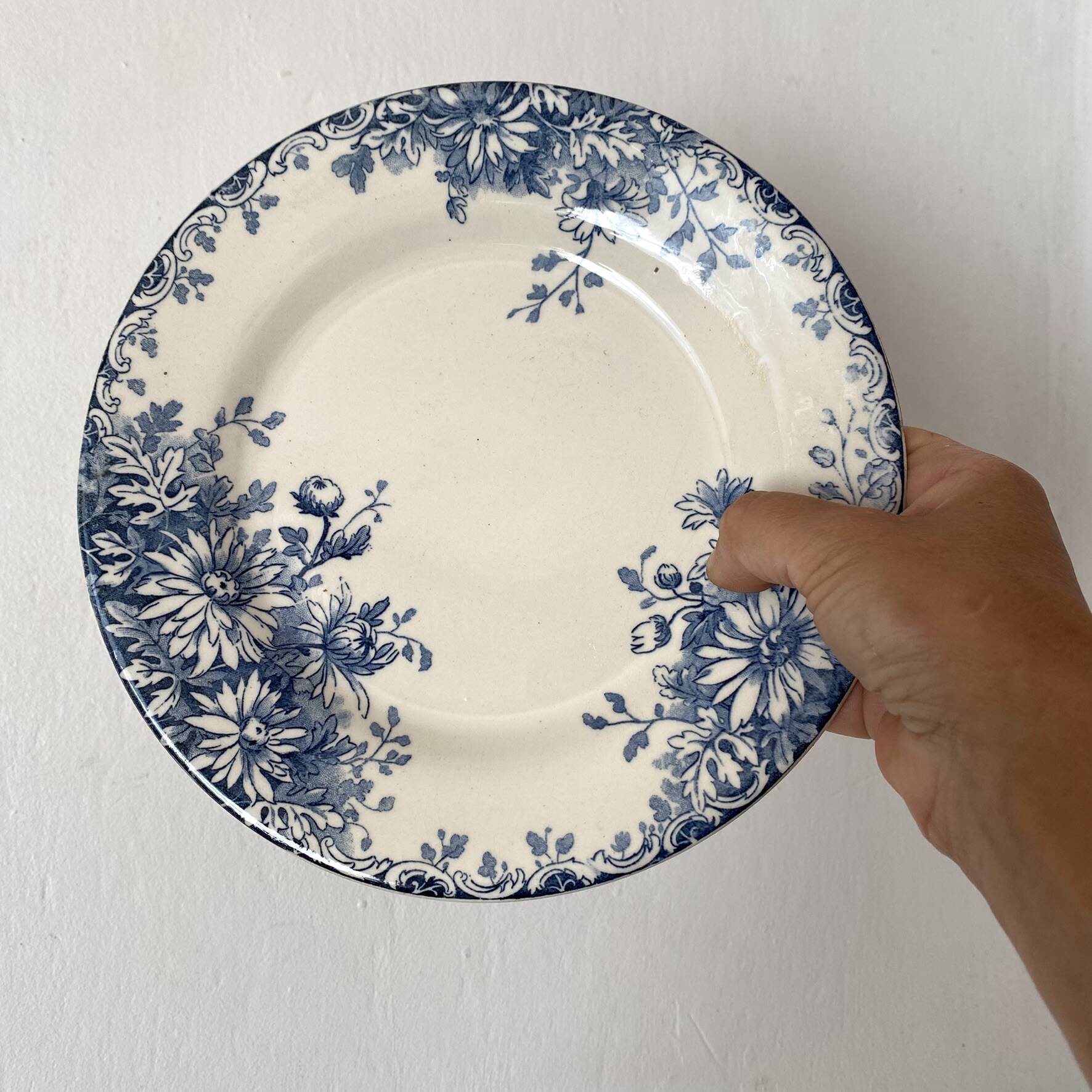 6 assiettes plates en terre de fer Gien "fleur d'automne"