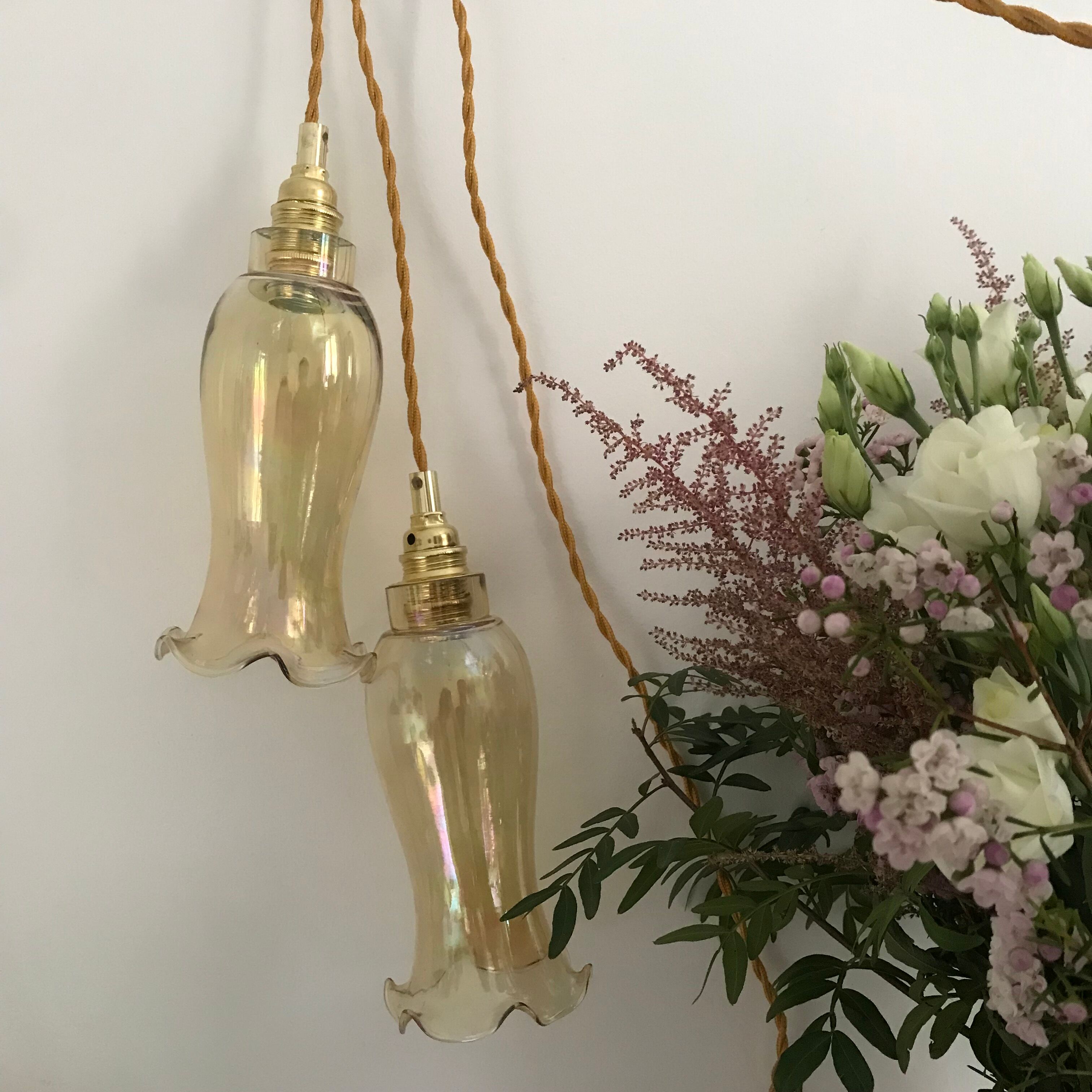 Vintage amber glass lamp