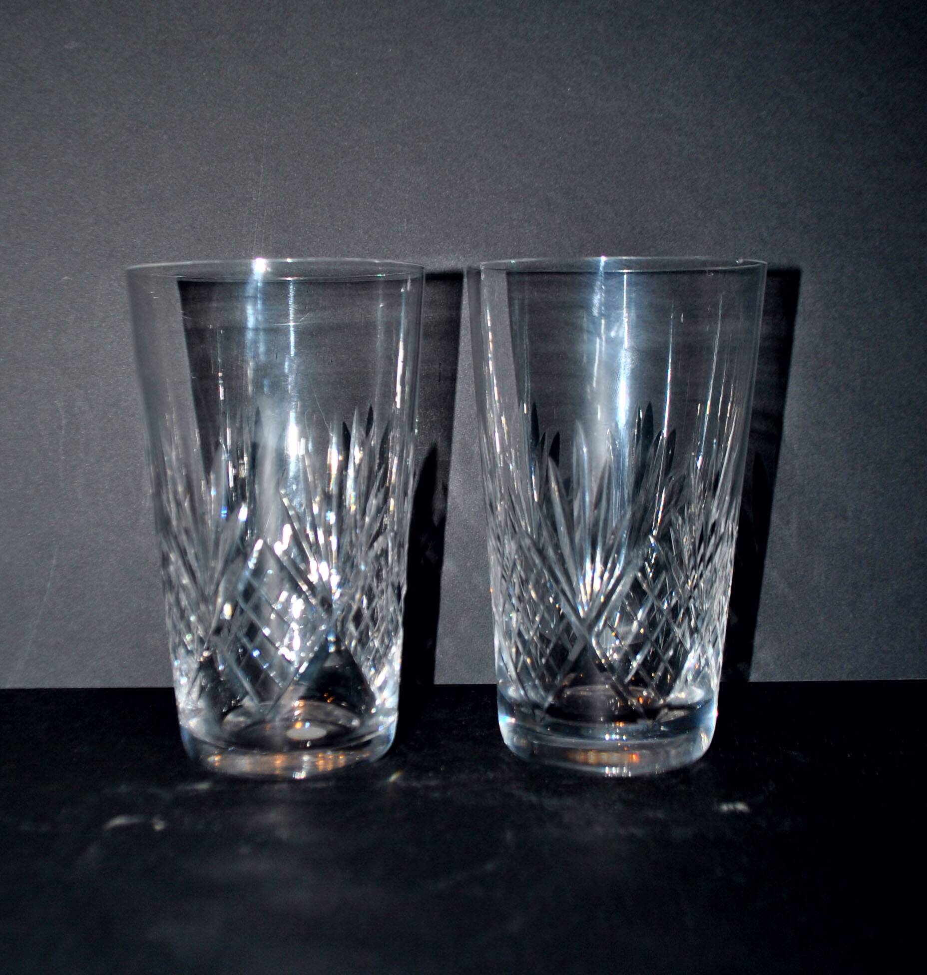 Set of 2 junon water juice glasses in cut crystal cristallerie lorraine lemberg