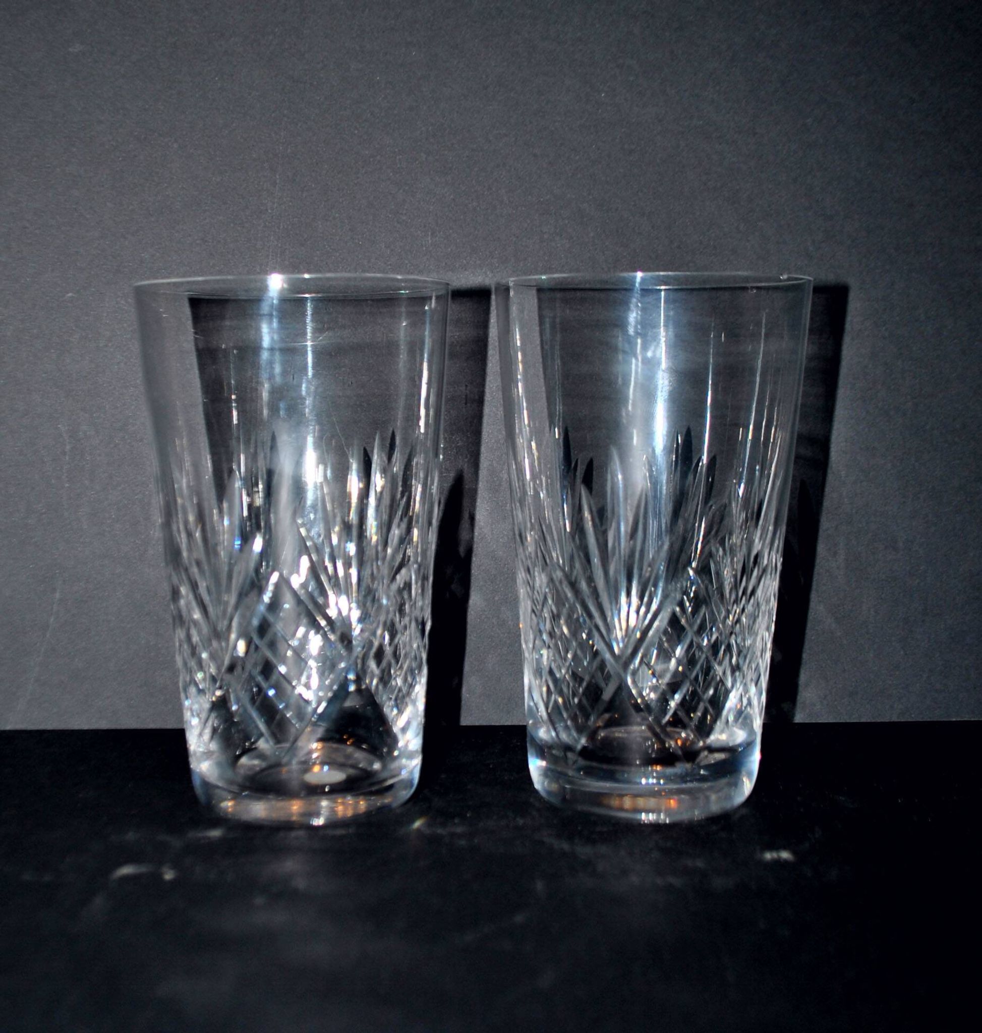 Set of 2 junon water juice glasses in cut crystal cristallerie lorraine lemberg