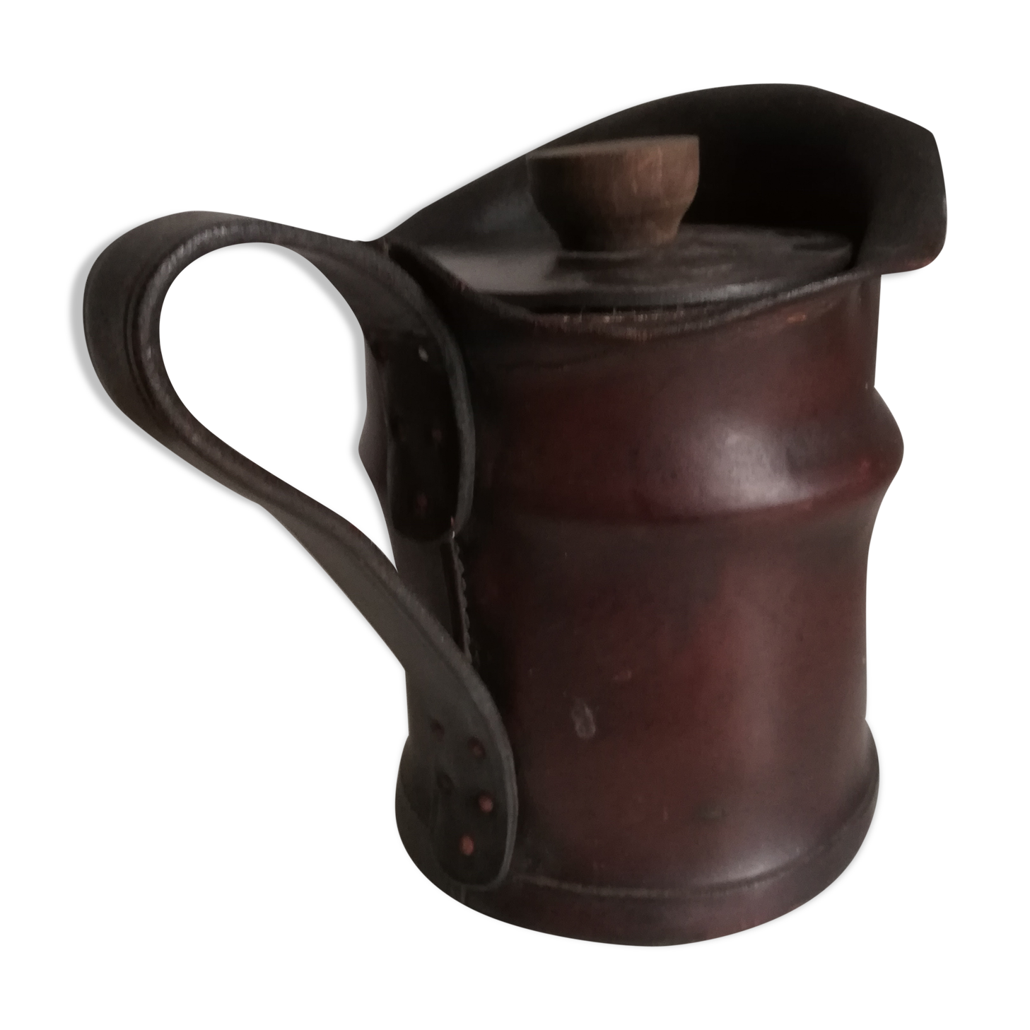 Ceramic pot leather pitcher A. Porta Cuoio Artisto Milano