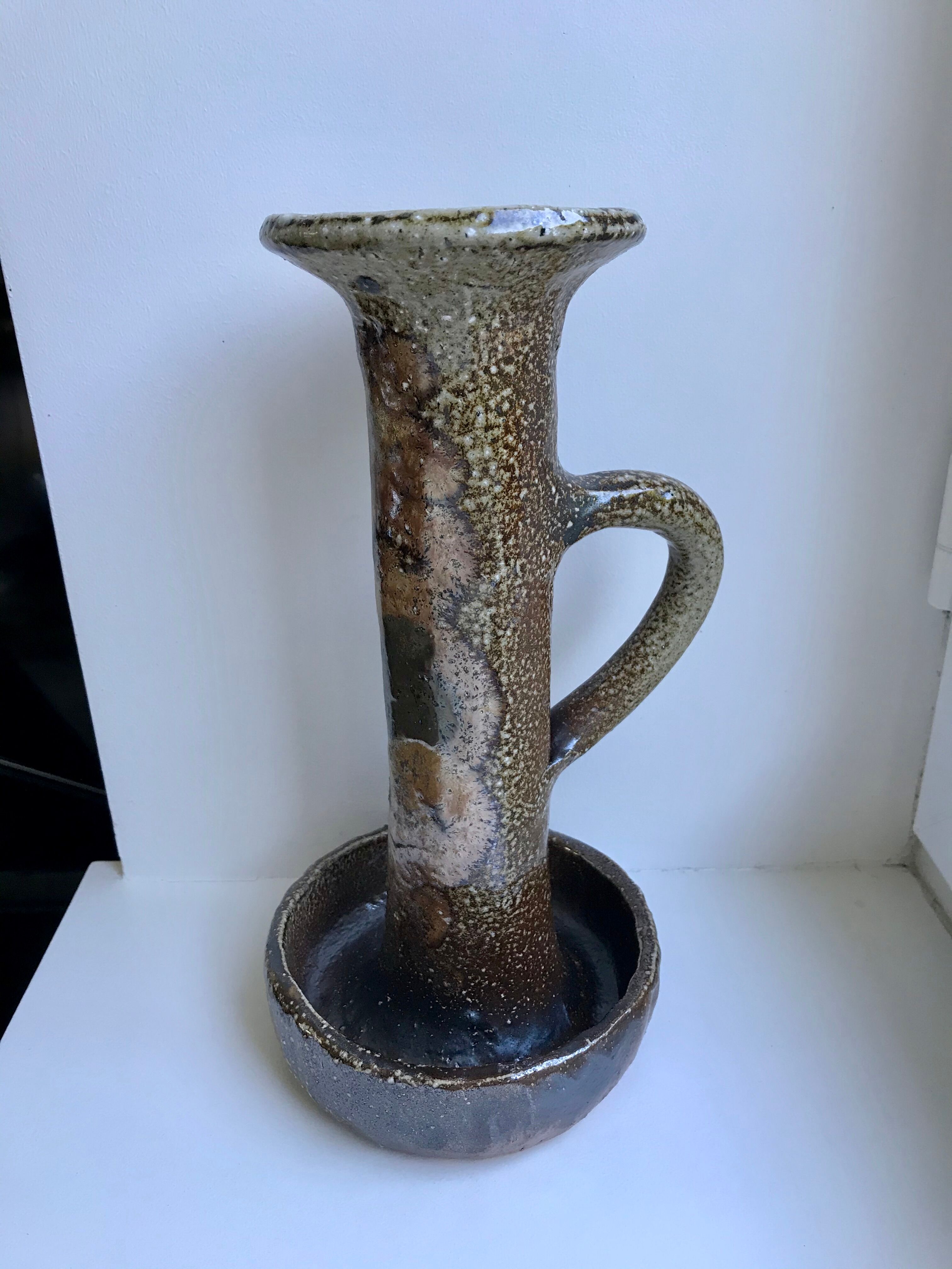 Huge candle holder in pottery / glazed ceramics 60s-70s