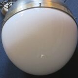 Large Hicks bronze and glass ball pendant light, USA