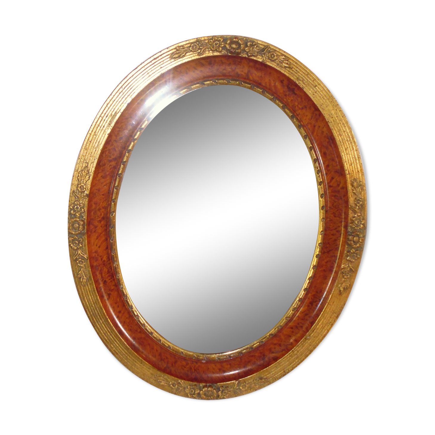 Art Deco oval mirror with gilding 50.5x40.5 cm / 2