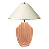 1980s salmon pink ceramic table lamp art deco pastel midcentury golden girls