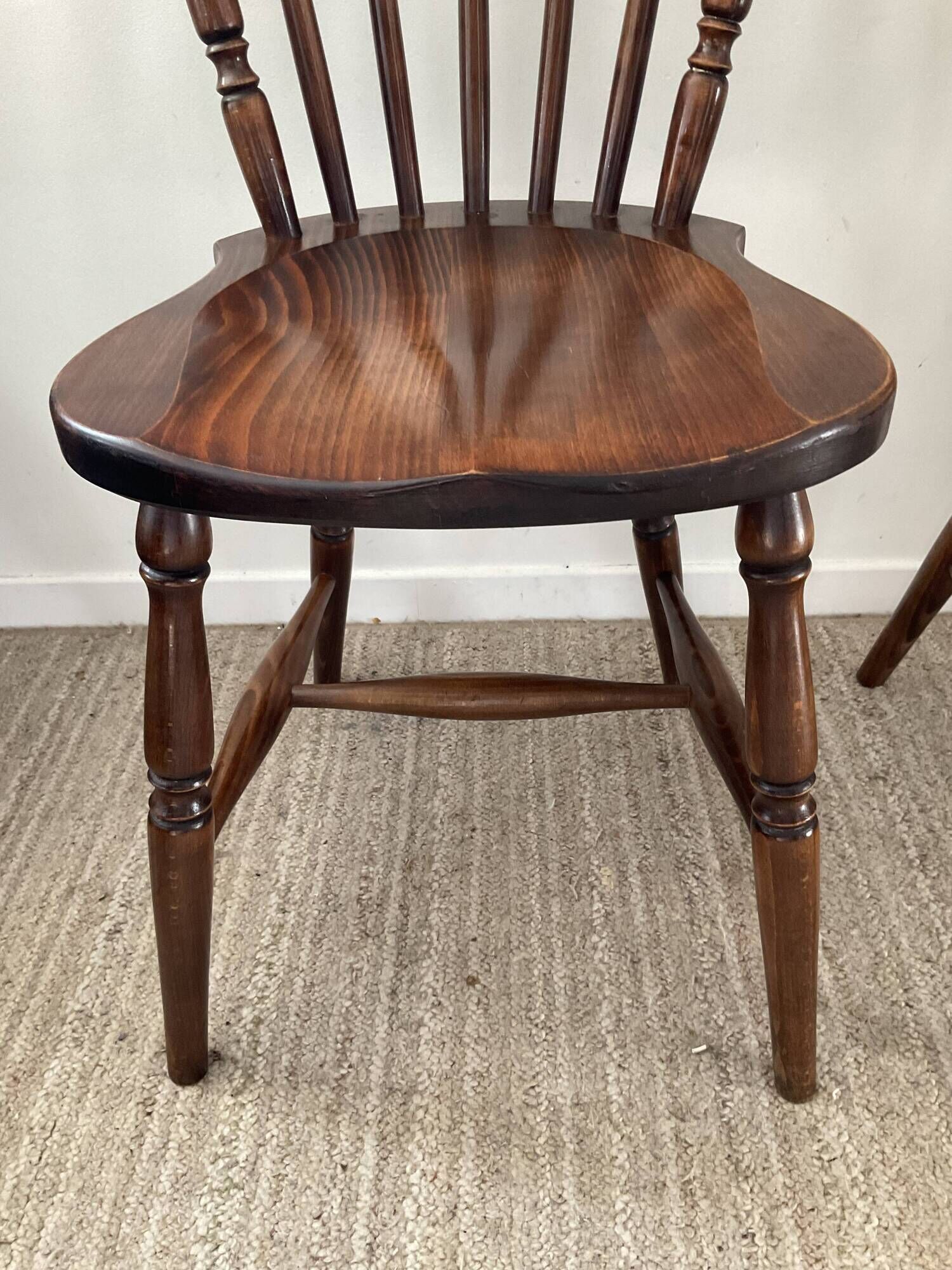 Pair of dutch bistro chairs in solid wood 70s