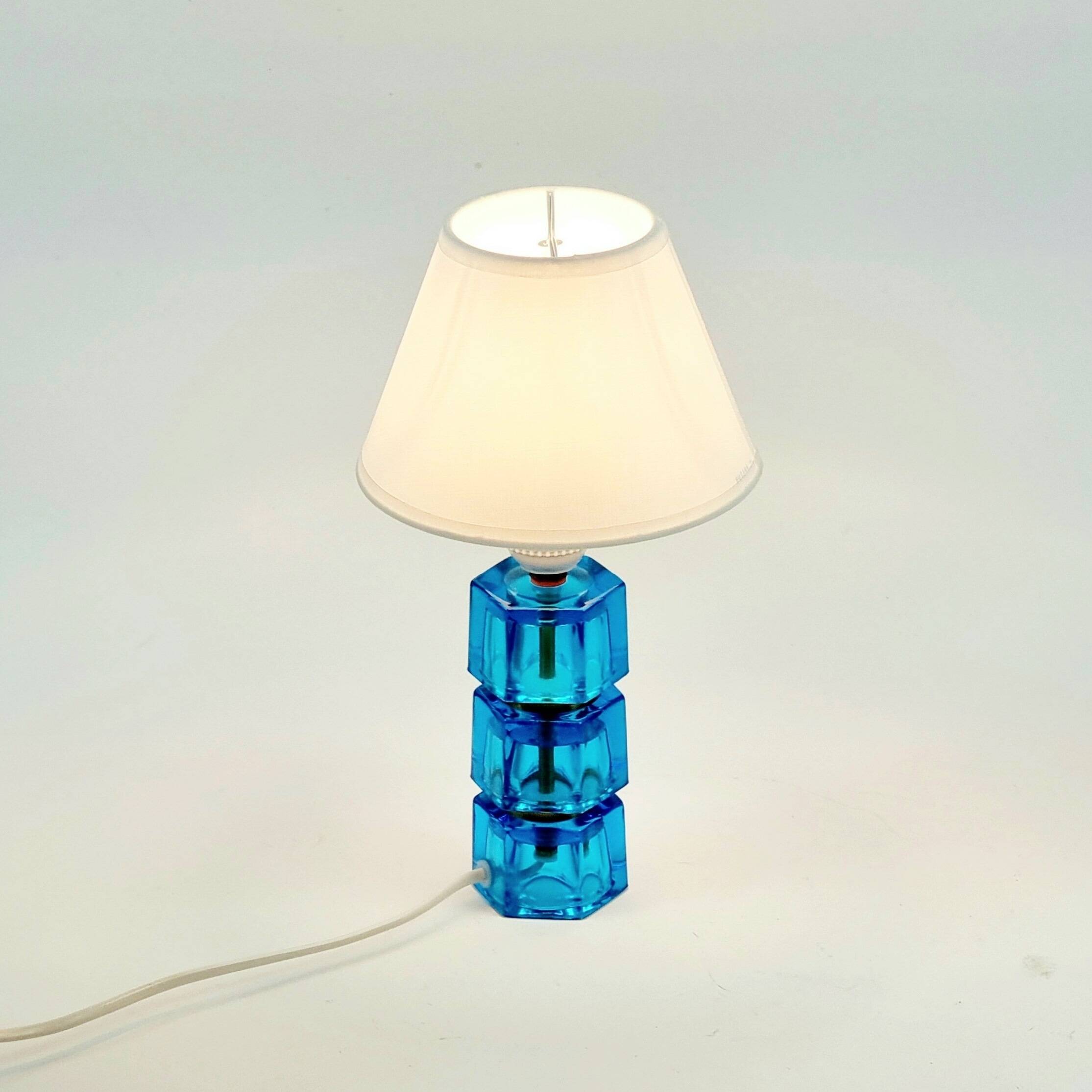 Mid Century Scandinavian Glass & Brass Table Lamp by Carl Fagerlund, 1960s