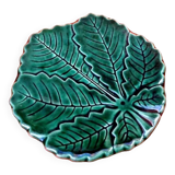 1960s vine leaf trivet glazed ceramic