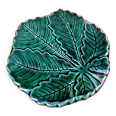 Dessous de plat feuille de vigne céramique émaillée années 1960