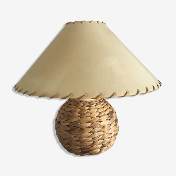 Lampe osier et céramique