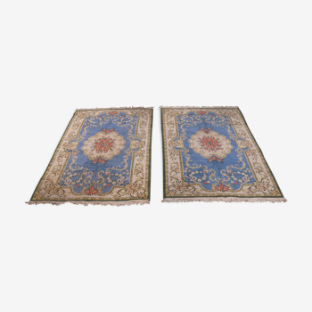 Paire de tapis décor français Savonnerie 175 x 115 cm