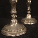 Pair of Italian silvered metal candelabras from 20th century