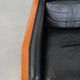 Fauteuil Art Déco en cuir noir et bois