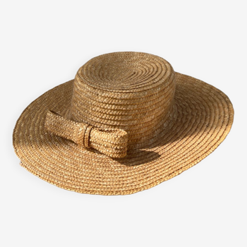 Vintage knot braided straw hat
