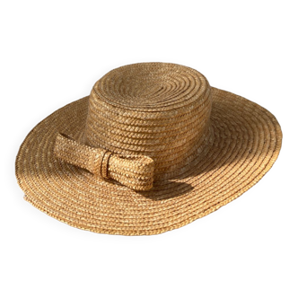 Chapeau de paille tressé noeud vintage