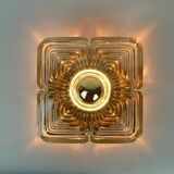 Applique murale lourde en verre glacé du milieu du siècle des années 1960-70