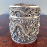 Chiseled Solid Silver Tea Box Vietnam