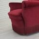 1960s, Danish armchair, red furniture velour, beech wood legs.