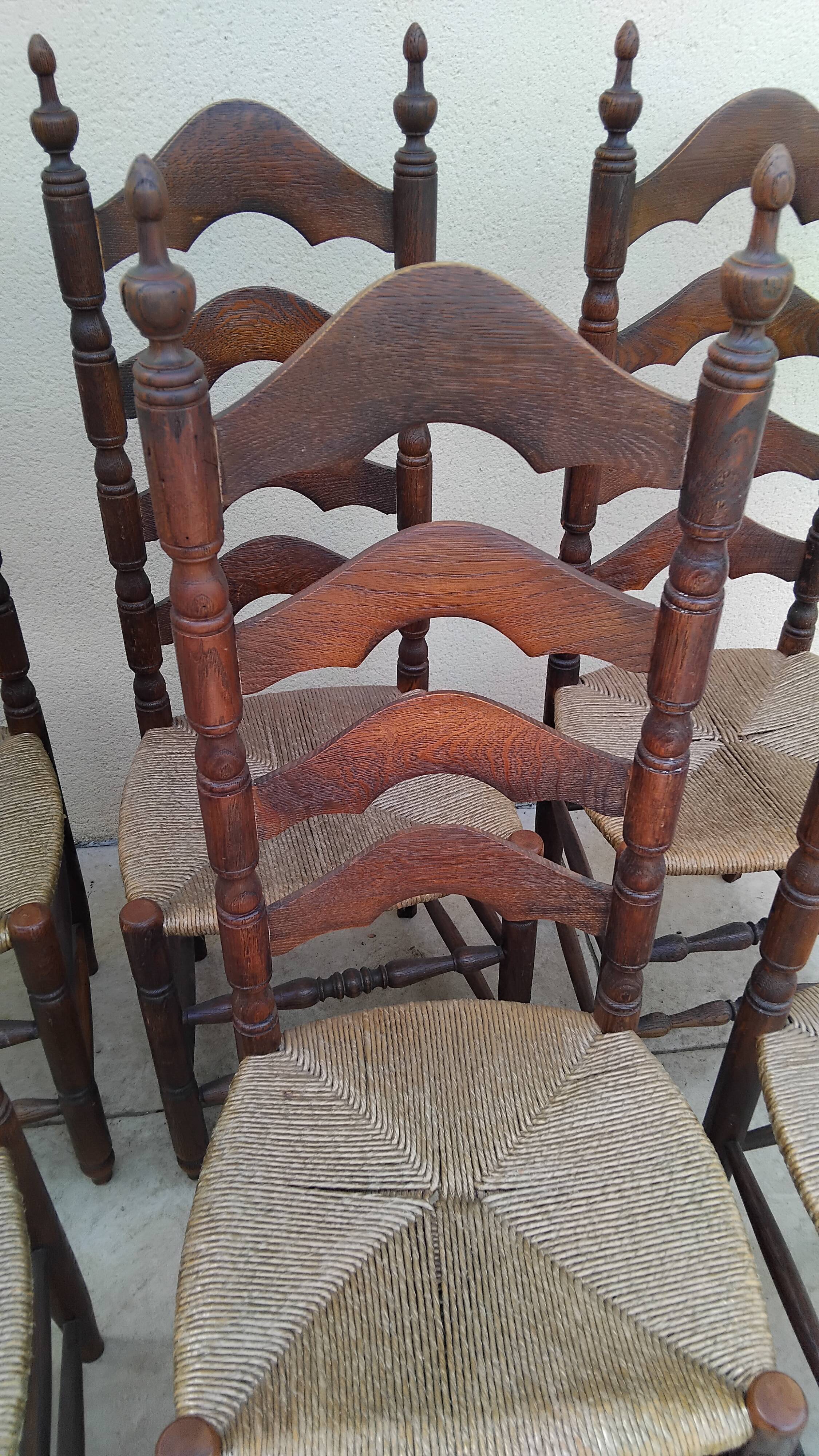 6 antique vintage oak monastery chairs