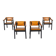 Mid-Century Modern 4 Armchairs in the style of Scarpa, Wood and Leather, Italy, 1960s