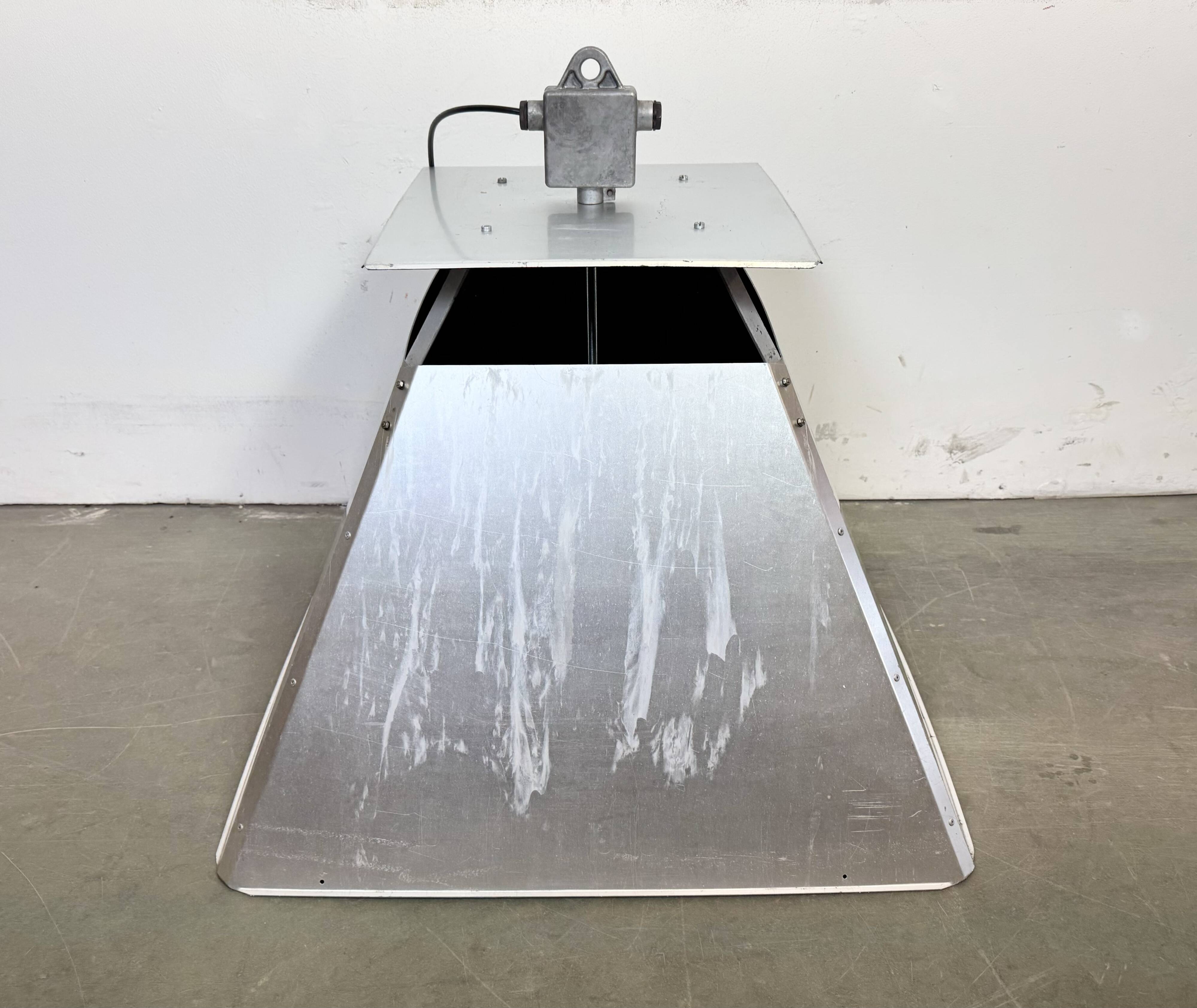 Large Silver Industrial Factory Pebdant Lamp, 1970s