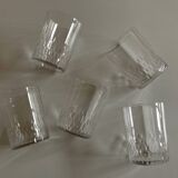 Set of 5 Baccarat modernist Ecailles water goblets