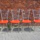 Ensemble de 4 chaises de salle à manger ou de cuisine happy orange, Allemagne 1960