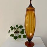 Large XL candy jar Empoli Italy in amber blown glass - 1960s