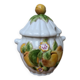 Ancien sucrier en céramique motif fruits jaunes