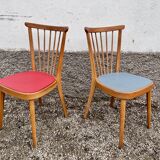 Pair of blue and red Scandinavian chairs