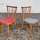 Paire de chaises scandinave bleu et rouge