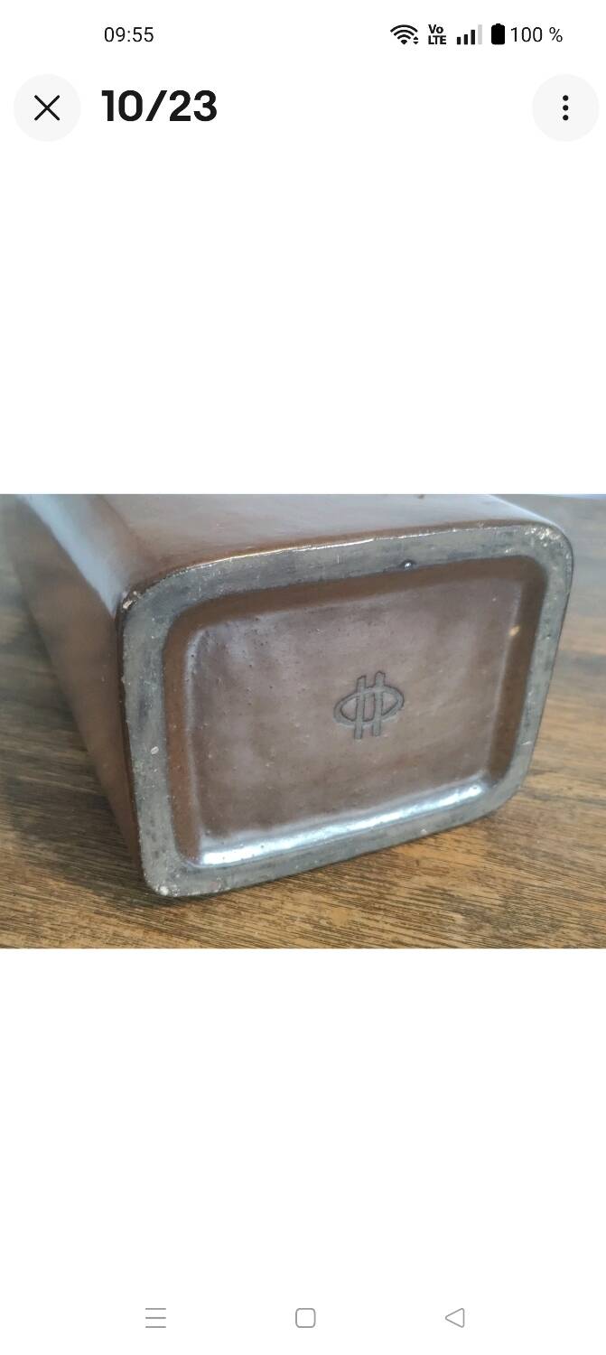 Jean payen large rectangular ceramic vase monogrammed 20th century