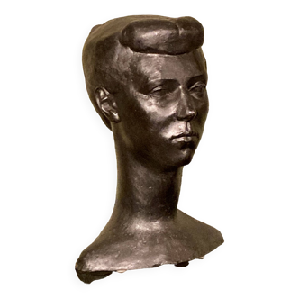 Grand buste en plâtre des années 1960