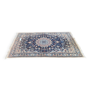 Nain carpet, floral patterns, blue and red, 116x206cm, Iran