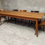 Vintage oak farm table with compass legs, 1950s