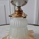 Glass tulip bathroom wall lamp and white porcelain base early XXth