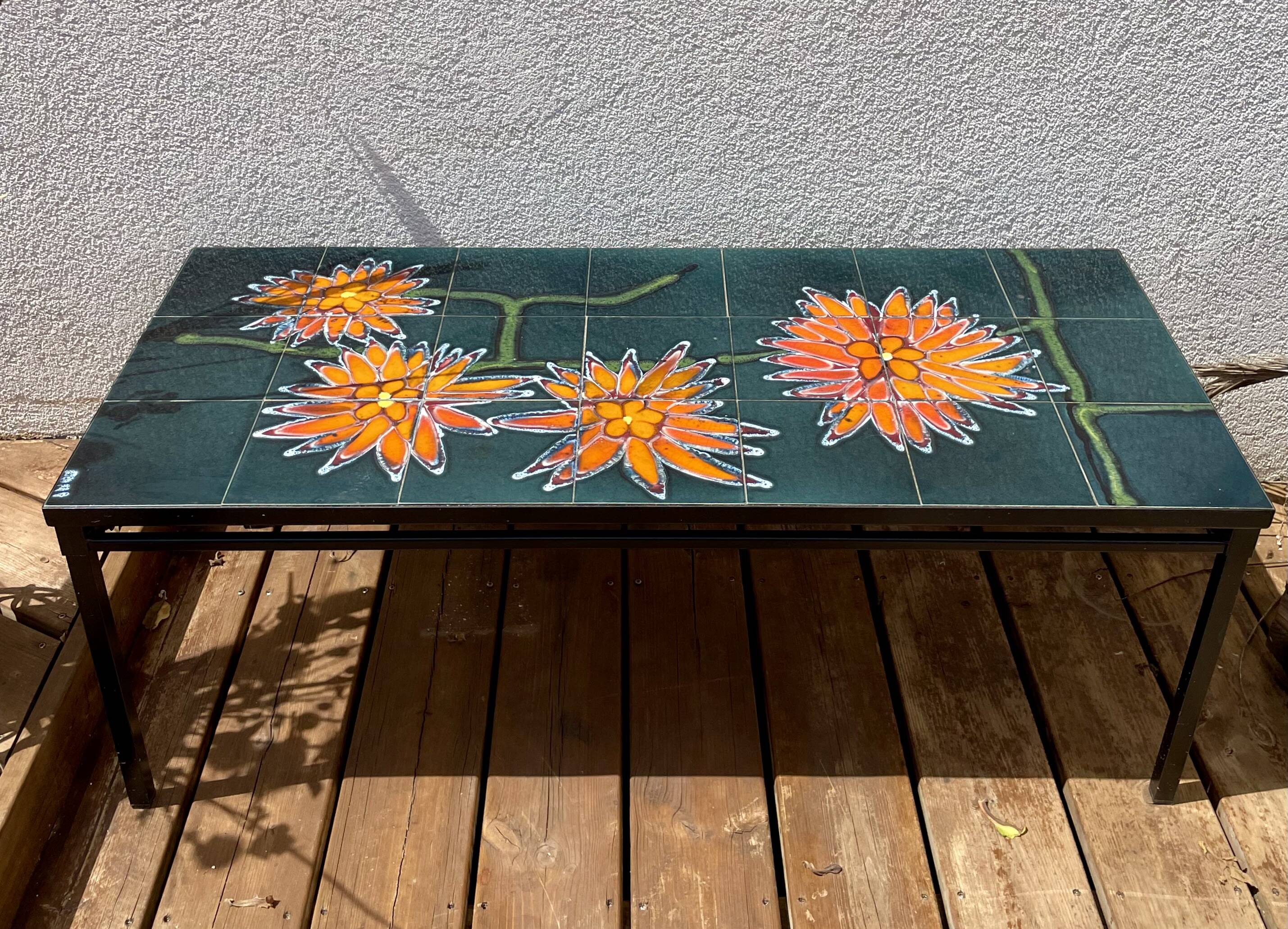 Coffee table with ceramic tile top